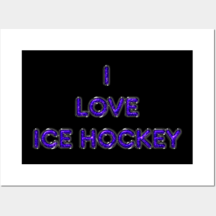 I Love Ice Hockey - Purple Posters and Art